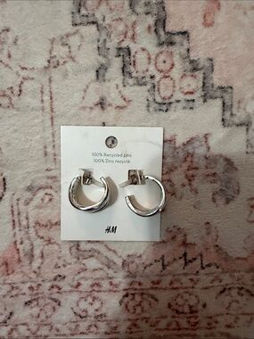 H&M Shiny Silver Thick Hoop Earrings